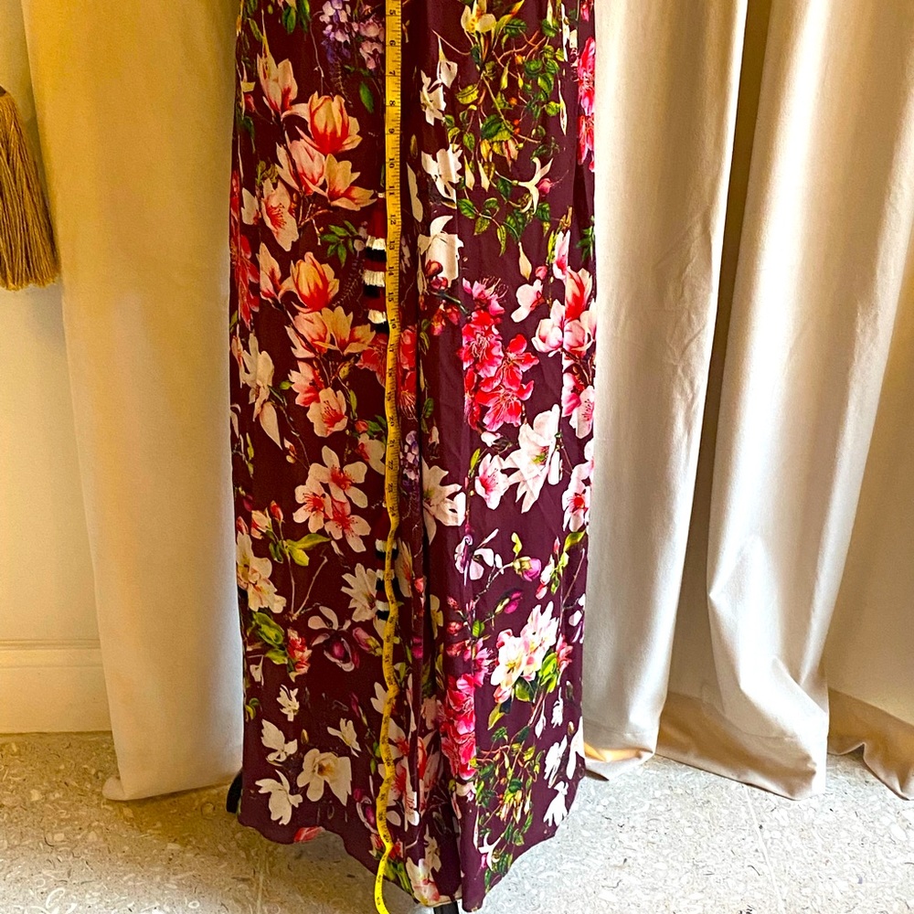 Rococo Sand M Drawstring Floral Pants with Tassels and ankle slits